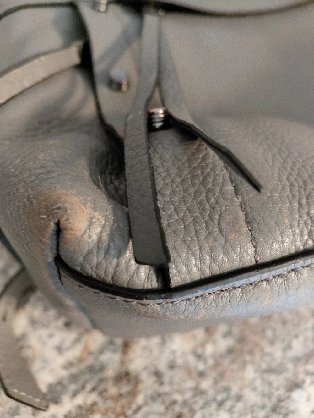 Botkier Gray Pebbled Leather Studded Backpack **read Description